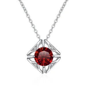 1.0 Ct Round Cut Diamond Square Pendant Necklace