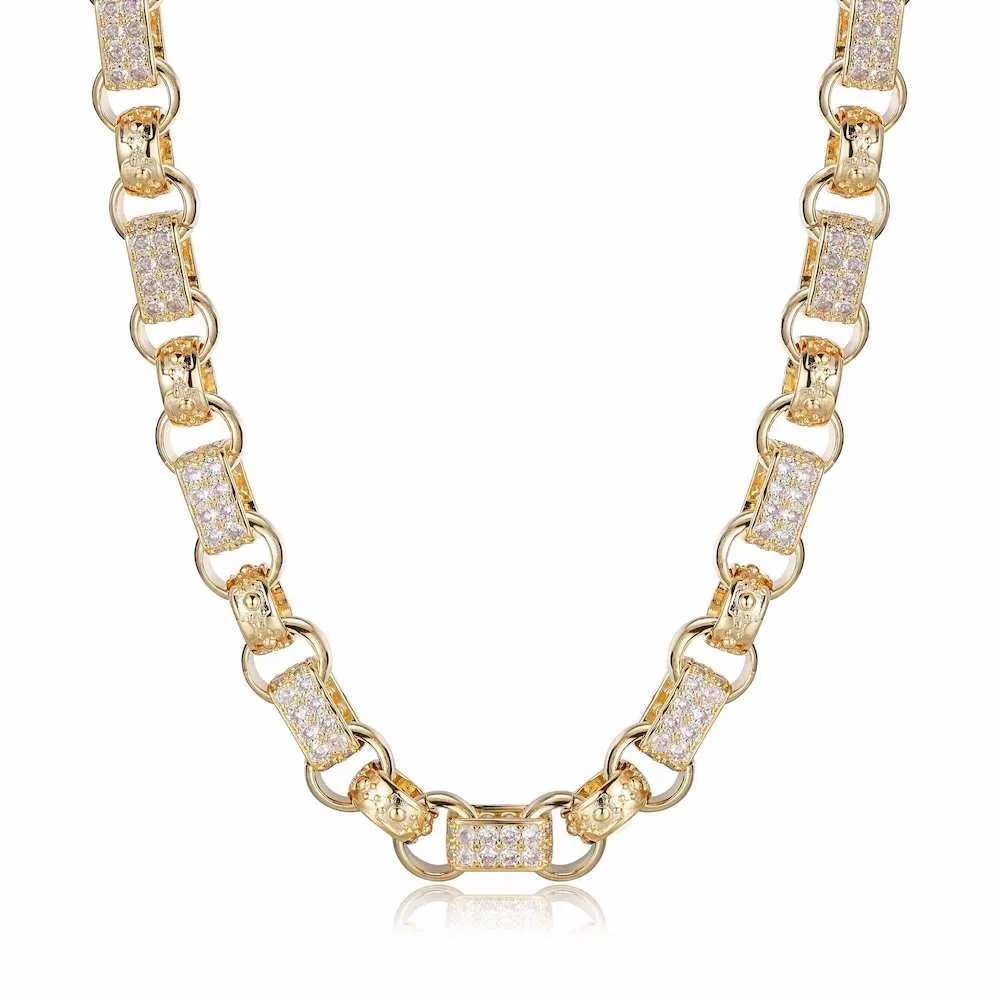 13mm Gold Gypsy Link Belcher Chain Albert Clasp 24 Inch