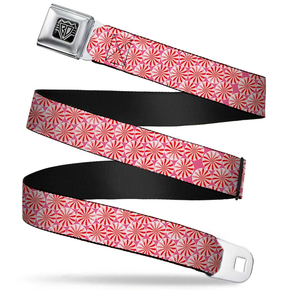 BD Wings Logo CLOSE-UP Full Color Black Silver Seatbelt Belt - Peppermint Candies Webbing