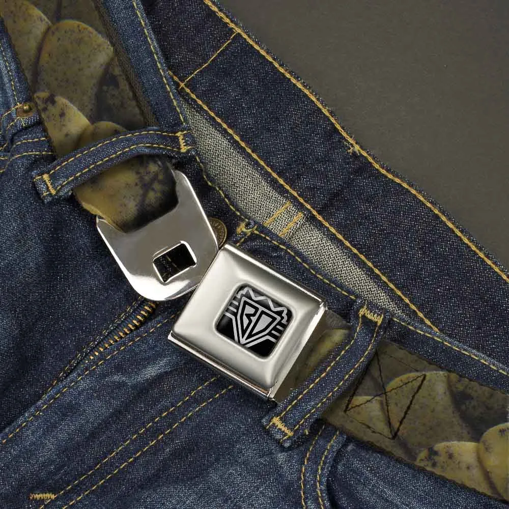 BD Wings Logo CLOSE-UP Full Color Black Silver Seatbelt Belt - Snake Skin CLOSE-UP Webbing