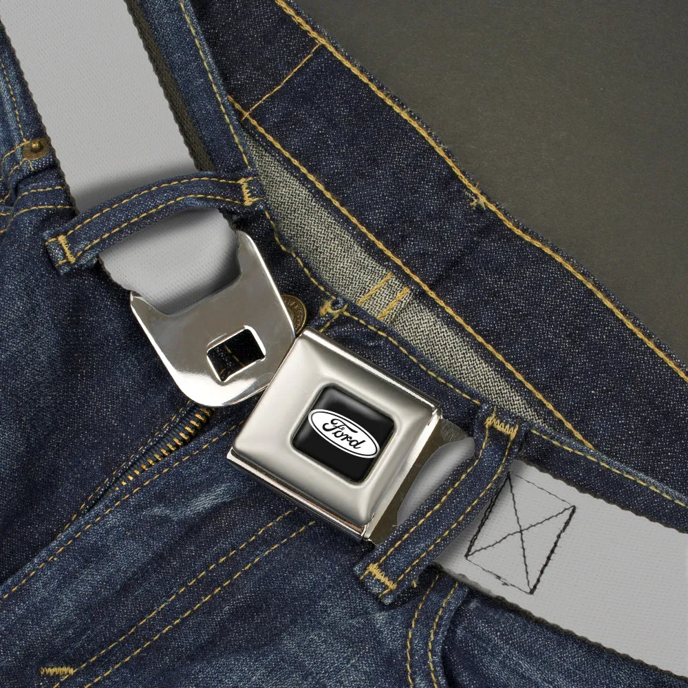 Ford Emblem Seatbelt Belt - Silver Webbing
