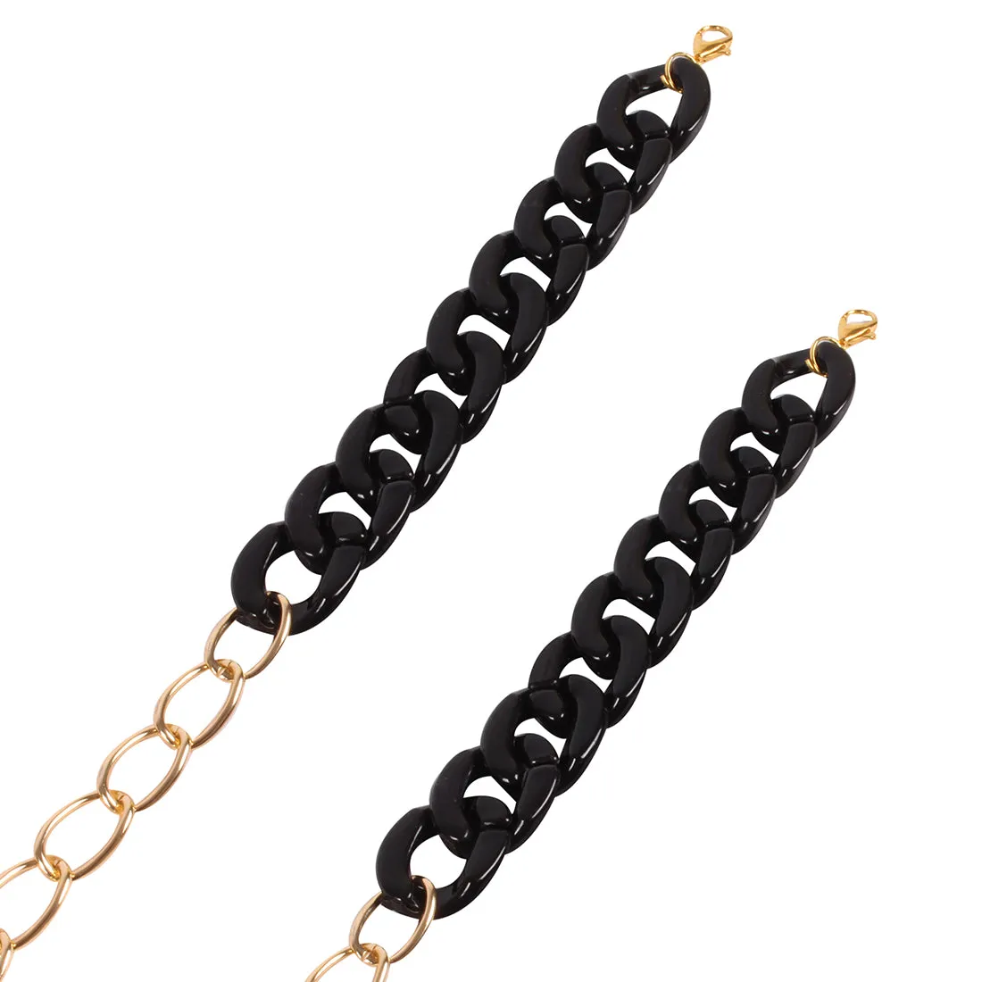 METALLIC GOLD-TONED CHAIN-LINK BLACK ACRYLIC MASK CHAIN OR SUNGLASS CHAIN