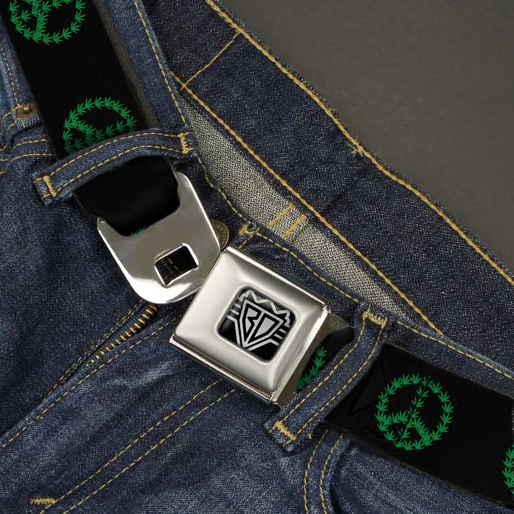 Seatbelt Belt - Marijuana Peace Repeat Black/Green